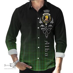 ScotsTee Shop Scottish Forrester or Foster Hunting Clan Crest Tartan Alba Gu Brath Celtic Inspired Tartan Long Sleeve Shirt