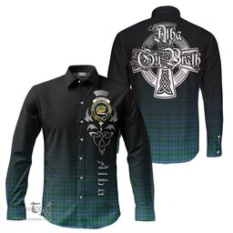 ScotsTee Shop Scottish Douglas Ancient Clan Crest Tartan Alba Gu Brath Celtic Inspired Tartan Long Sleeve Shirt