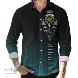 ScotsTee Shop Scottish Douglas Ancient Clan Crest Tartan Alba Gu Brath Celtic Inspired Tartan Long Sleeve Shirt