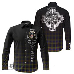 ScotsTee Shop Scottish Clelland Modern Clan Crest Tartan Alba Gu Brath Celtic Inspired Tartan Long Sleeve Shirt