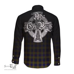 ScotsTee Shop Scottish Clelland Modern Clan Crest Tartan Alba Gu Brath Celtic Inspired Tartan Long Sleeve Shirt