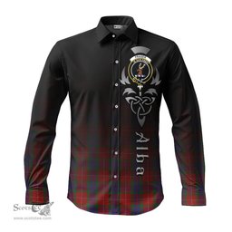 ScotsTee Shop Scottish Fraser Clan Crest Tartan Alba Gu Brath Celtic Inspired Tartan Long Sleeve Shirt