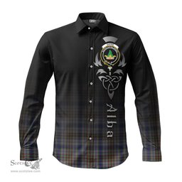 ScotsTee Shop Scottish Gayre Hunting Clan Crest Tartan Alba Gu Brath Celtic Inspired Tartan Long Sleeve Shirt