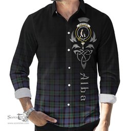 ScotsTee Shop Scottish Fletcher Modern Clan Crest Tartan Alba Gu Brath Celtic Inspired Tartan Long Sleeve Shirt