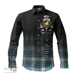 ScotsTee Shop Scottish Campbell Dress Ancient Clan Crest Tartan Alba Gu Brath Celtic Inspired Tartan Long Sleeve Shirt
