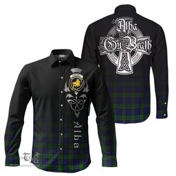 ScotsTee Shop Scottish Campbell Modern Clan Crest Tartan Alba Gu Brath Celtic Inspired Tartan Long Sleeve Shirt