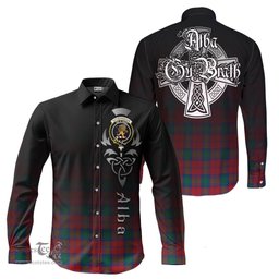 ScotsTee Shop Scottish Fotheringham Modern Clan Crest Tartan Alba Gu Brath Celtic Inspired Tartan Long Sleeve Shirt
