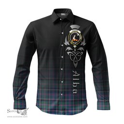ScotsTee Shop Scottish Cooper Clan Crest Tartan Alba Gu Brath Celtic Inspired Tartan Long Sleeve Shirt