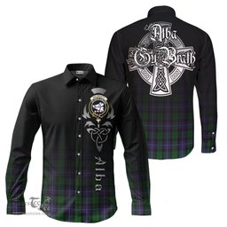 ScotsTee Shop Scottish Galbraith Clan Crest Tartan Alba Gu Brath Celtic Inspired Tartan Long Sleeve Shirt