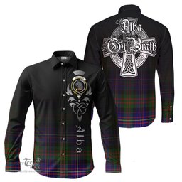 ScotsTee Shop Scottish Chalmers Modern Clan Crest Tartan Alba Gu Brath Celtic Inspired Tartan Long Sleeve Shirt