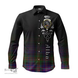 ScotsTee Shop Scottish Chalmers Modern Clan Crest Tartan Alba Gu Brath Celtic Inspired Tartan Long Sleeve Shirt