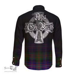 ScotsTee Shop Scottish Chalmers Modern Clan Crest Tartan Alba Gu Brath Celtic Inspired Tartan Long Sleeve Shirt