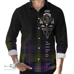 ScotsTee Shop Scottish Chalmers Modern Clan Crest Tartan Alba Gu Brath Celtic Inspired Tartan Long Sleeve Shirt