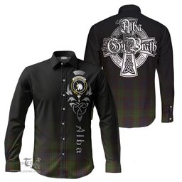 ScotsTee Shop Scottish Cunningham Hunting Modern Clan Crest Tartan Alba Gu Brath Celtic Inspired Tartan Long Sleeve Shirt