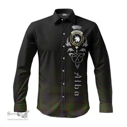 ScotsTee Shop Scottish Cunningham Hunting Modern Clan Crest Tartan Alba Gu Brath Celtic Inspired Tartan Long Sleeve Shirt