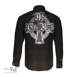 ScotsTee Shop Scottish Cunningham Hunting Modern Clan Crest Tartan Alba Gu Brath Celtic Inspired Tartan Long Sleeve Shirt