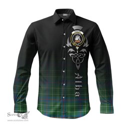 ScotsTee Shop Scottish Duncan Ancient Clan Crest Tartan Alba Gu Brath Celtic Inspired Tartan Long Sleeve Shirt
