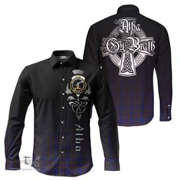 ScotsTee Shop Scottish Elliot Clan Crest Tartan Alba Gu Brath Celtic Inspired Tartan Long Sleeve Shirt