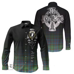 ScotsTee Shop Scottish Colville Clan Crest Tartan Alba Gu Brath Celtic Inspired Tartan Long Sleeve Shirt