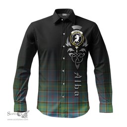 ScotsTee Shop Scottish Colville Clan Crest Tartan Alba Gu Brath Celtic Inspired Tartan Long Sleeve Shirt