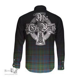 ScotsTee Shop Scottish Colville Clan Crest Tartan Alba Gu Brath Celtic Inspired Tartan Long Sleeve Shirt