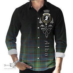 ScotsTee Shop Scottish Colville Clan Crest Tartan Alba Gu Brath Celtic Inspired Tartan Long Sleeve Shirt