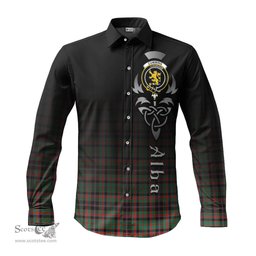 ScotsTee Shop Scottish Cumming Hunting Ancient Clan Crest Tartan Alba Gu Brath Celtic Inspired Tartan Long Sleeve Shirt
