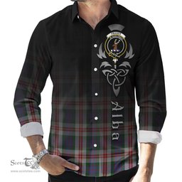 ScotsTee Shop Scottish Fraser Red Dress Clan Crest Tartan Alba Gu Brath Celtic Inspired Tartan Long Sleeve Shirt