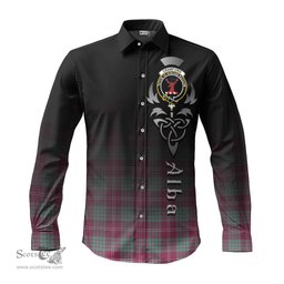 ScotsTee Shop Scottish Crawford Ancient Clan Crest Tartan Alba Gu Brath Celtic Inspired Tartan Long Sleeve Shirt