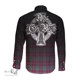 ScotsTee Shop Scottish Crawford Ancient Clan Crest Tartan Alba Gu Brath Celtic Inspired Tartan Long Sleeve Shirt