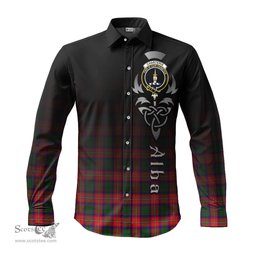 ScotsTee Shop Scottish Charteris Clan Crest Tartan Alba Gu Brath Celtic Inspired Tartan Long Sleeve Shirt