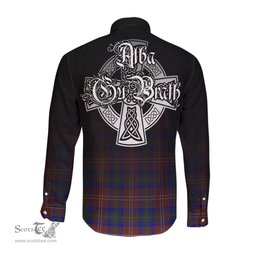 ScotsTee Shop Scottish Chisholm Hunting Modern Clan Crest Tartan Alba Gu Brath Celtic Inspired Tartan Long Sleeve Shirt