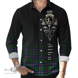ScotsTee Shop Scottish Carmichael Modern Clan Crest Tartan Alba Gu Brath Celtic Inspired Tartan Long Sleeve Shirt