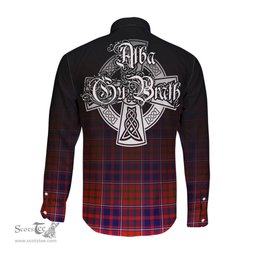 ScotsTee Shop Scottish Cameron of Lochiel Modern Clan Crest Tartan Alba Gu Brath Celtic Inspired Tartan Long Sleeve Shirt