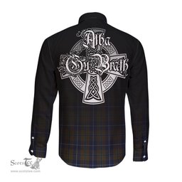 ScotsTee Shop Scottish Douglas Brown Clan Crest Tartan Alba Gu Brath Celtic Inspired Tartan Long Sleeve Shirt