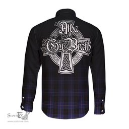 ScotsTee Shop Scottish Dunlop Clan Crest Tartan Alba Gu Brath Celtic Inspired Tartan Long Sleeve Shirt