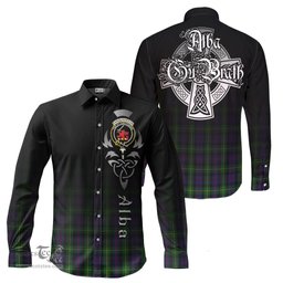ScotsTee Shop Scottish Farquharson Clan Crest Tartan Alba Gu Brath Celtic Inspired Tartan Long Sleeve Shirt