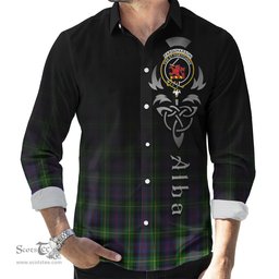 ScotsTee Shop Scottish Farquharson Clan Crest Tartan Alba Gu Brath Celtic Inspired Tartan Long Sleeve Shirt