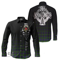 ScotsTee Shop Scottish Farquharson Modern Clan Crest Tartan Alba Gu Brath Celtic Inspired Tartan Long Sleeve Shirt