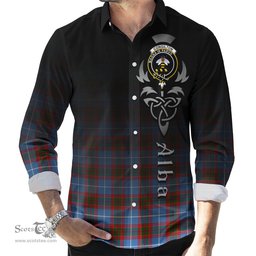 ScotsTee Shop Scottish Congilton Clan Crest Tartan Alba Gu Brath Celtic Inspired Tartan Long Sleeve Shirt