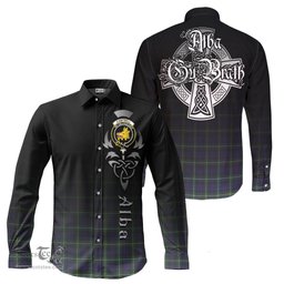 ScotsTee Shop Scottish Campbell Argyll Modern Clan Crest Tartan Alba Gu Brath Celtic Inspired Tartan Long Sleeve Shirt