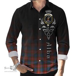 ScotsTee Shop Scottish Fraser Ancient Clan Crest Tartan Alba Gu Brath Celtic Inspired Tartan Long Sleeve Shirt