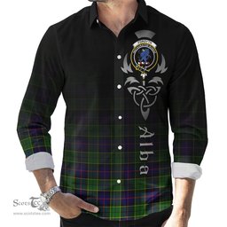 ScotsTee Shop Scottish Forsyth Modern Clan Crest Tartan Alba Gu Brath Celtic Inspired Tartan Long Sleeve Shirt