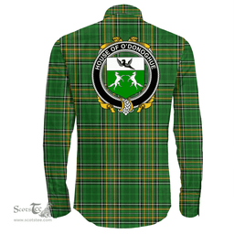 Irish House of O'DONOGHUE Coat of Arms Family Crest Ireland Long Sleeve Button Shirt Irish National Tartan Irish County Shirts