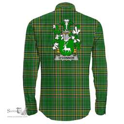 Irish Connor or O'Connor (Corcomroe) Coat of Arms Family Crest Ireland Long Sleeve Button Shirt Irish National Tartan Irish County Shirts