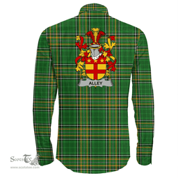Irish Alley Coat of Arms Family Crest Ireland Long Sleeve Button Shirt Irish National Tartan Irish County Shirts