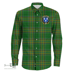 Irish House of TOBIN Coat of Arms Family Crest Ireland Long Sleeve Button Shirt Irish National Tartan Irish County Shirts