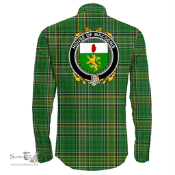 Irish House of MACGENIS Coat of Arms Family Crest Ireland Long Sleeve Button Shirt Irish National Tartan Irish County Shirts