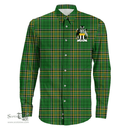 Irish McGinty Coat of Arms Family Crest Ireland Long Sleeve Button Shirt Irish National Tartan Irish County Shirts