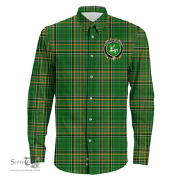 Irish House of MACGUIRE Coat of Arms Family Crest Ireland Long Sleeve Button Shirt Irish National Tartan Irish County Shirts